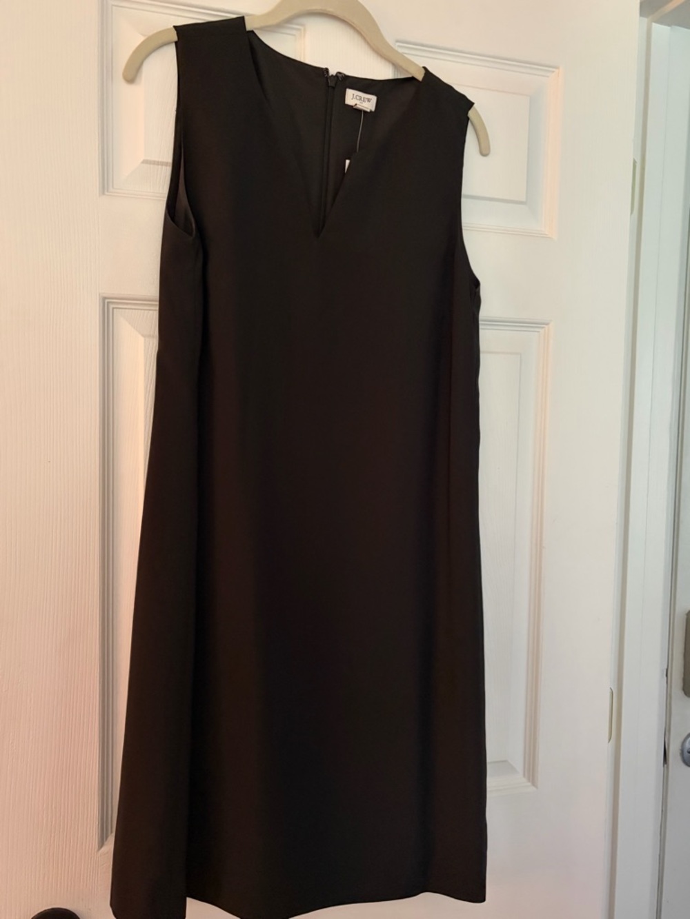 J. Crew Black Sleeveless V-Notch Midi Dress